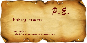 Paksy Endre névjegykártya