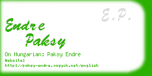 endre paksy business card